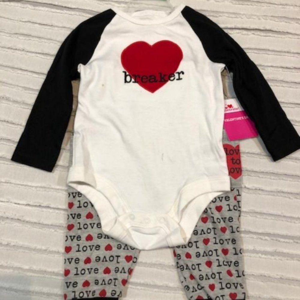 🔴 NWT - Baby Boys - Heart Breaker Outfit - 6 to 9 months - Cute - Picture 1 of 3